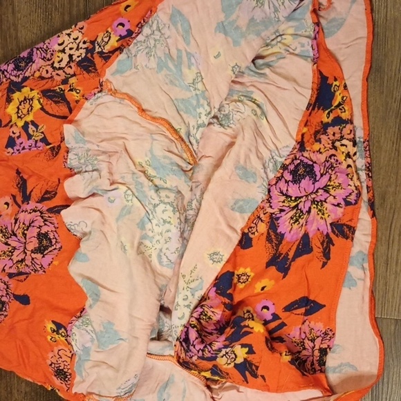 Free People Bright Orange Floral Summer Dress aaa - Picture 5 of 6